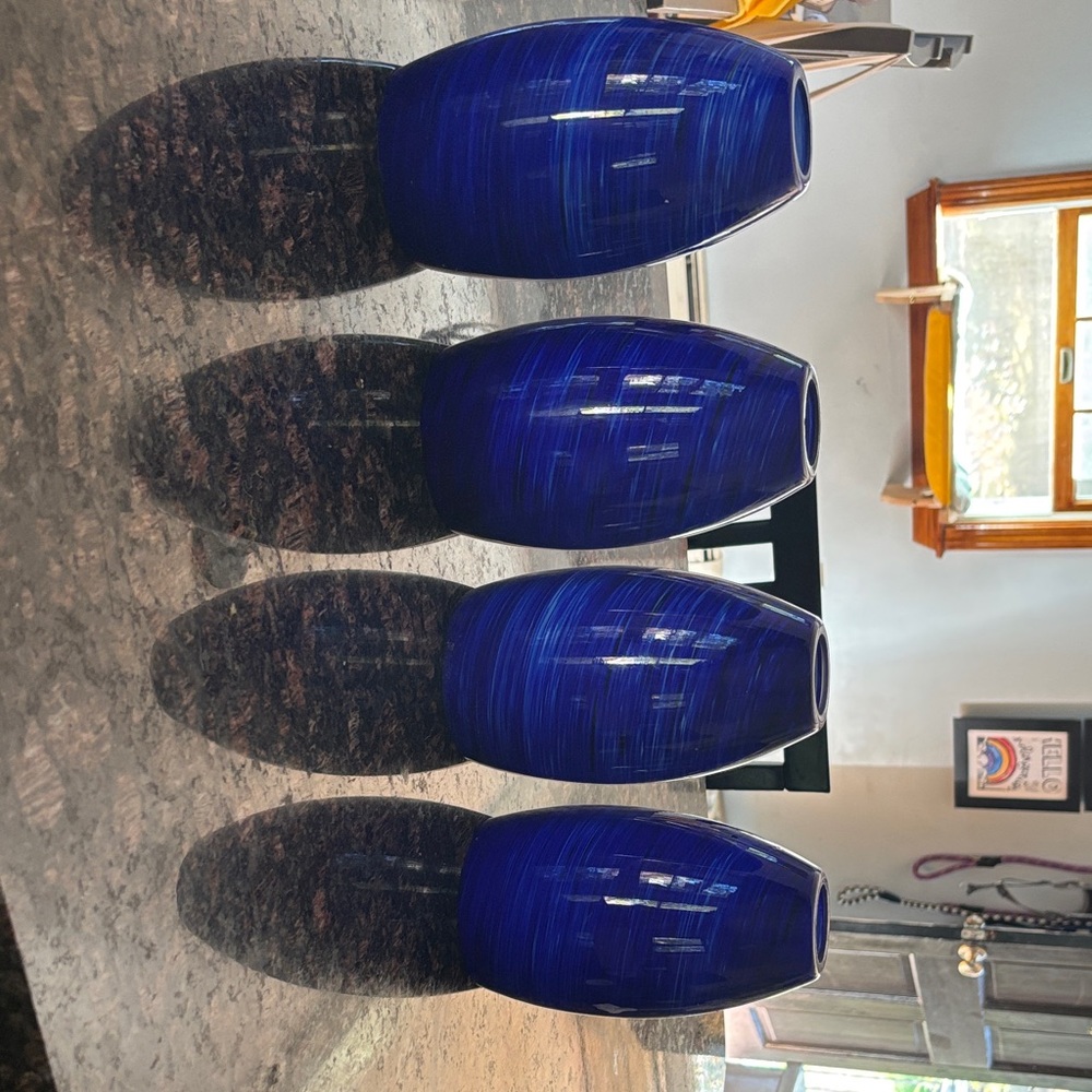 7.64 Blue Glass Drum Pendant Light Cover